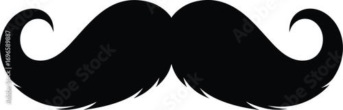 Bold black handlebar mustache with elegant curled ends