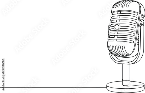 Classic vintage microphone illustration on a clean white background, evoking nostalgia and performance.