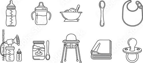 Essential baby care items displayed in a clean graphic collection