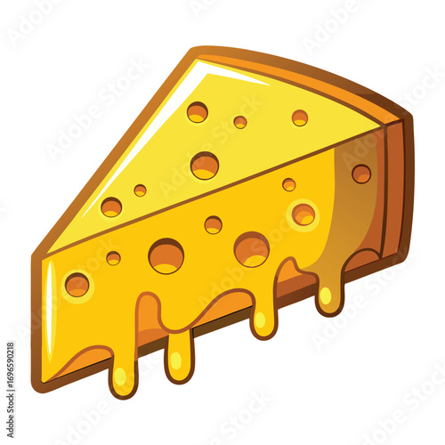 Hard porous cheese big head and sliced piece vector illustration