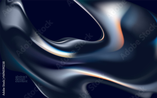 Abstract glass fluid shape on dark background. Vector liquid wallpaper.
