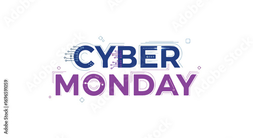 Cyber Monday Digital Sales Promotion with Modern Tech Design on White Background Ready for Online Promotion and Social Media Campaigns