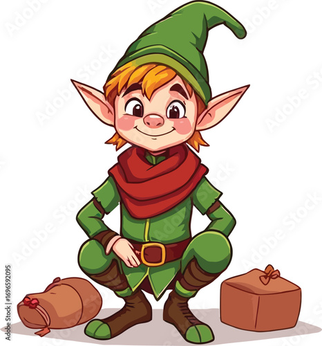 Cute cartoon a illustrator vector Elf