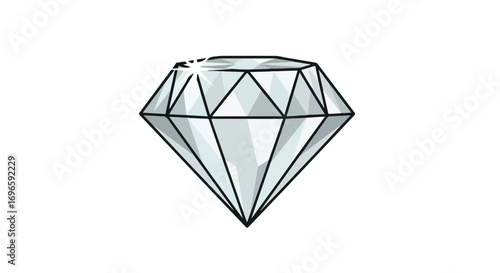 Elegant diamond illustration with a stylized design, brilliant facets, and a crisp outline on a clean white backdrop evoking luxury and precision