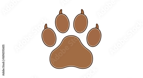 Stylized canine footprint, a simplified vector illustration for pet-related projects, representing animal tracks and pet ownership