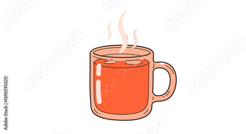 Steaming mug of tea hot beverage cozy drink warm cup of liquid refreshment relaxation time illustration on transparent background