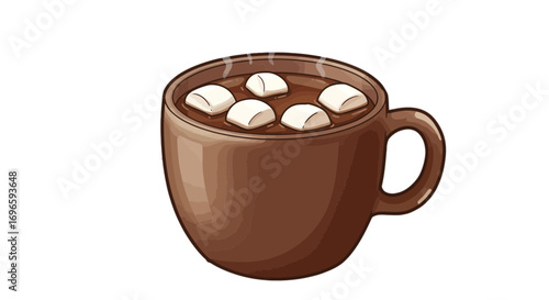Steaming hot cocoa with marshmallows in a mug delicious sweet beverage comfort drink winter warm treat on transparent background