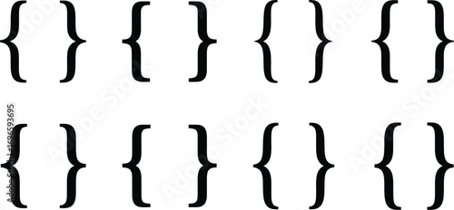 Four pairs of black curly braces arranged in a grid on a white background