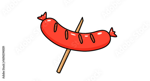 Grilled sausage food vector illustration barbecue sausage on stick tasty sausage clip art delicious food on transparent background