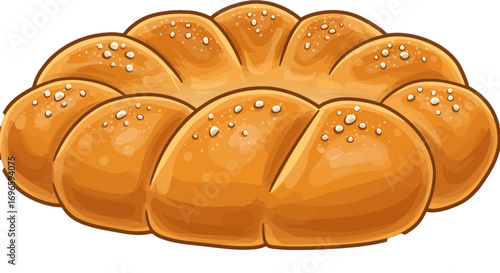 Delicious baked challah bread food sweet pastry fresh bakery braided dough traditional jewish cuisine on transparent background