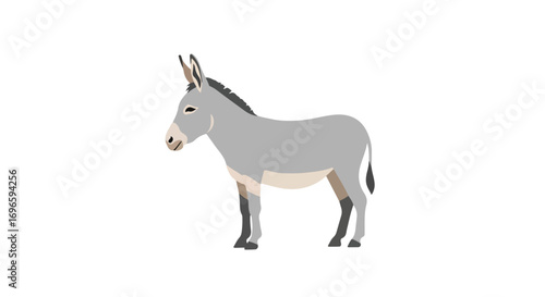 Stylized illustration of a donkey against a plain white backdrop with clean and contemporary design showcasing the animal's unique shape