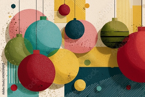 Colorful Christmas balls abstract background for design