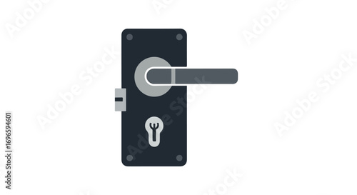 Modern minimalist door handle illustration against white background depicting security and entrance hardware for architectural design projects