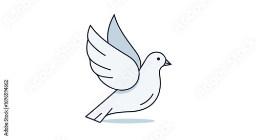 Elegant dove illustration with stylized wings symbolizing freedom and peace in white background design