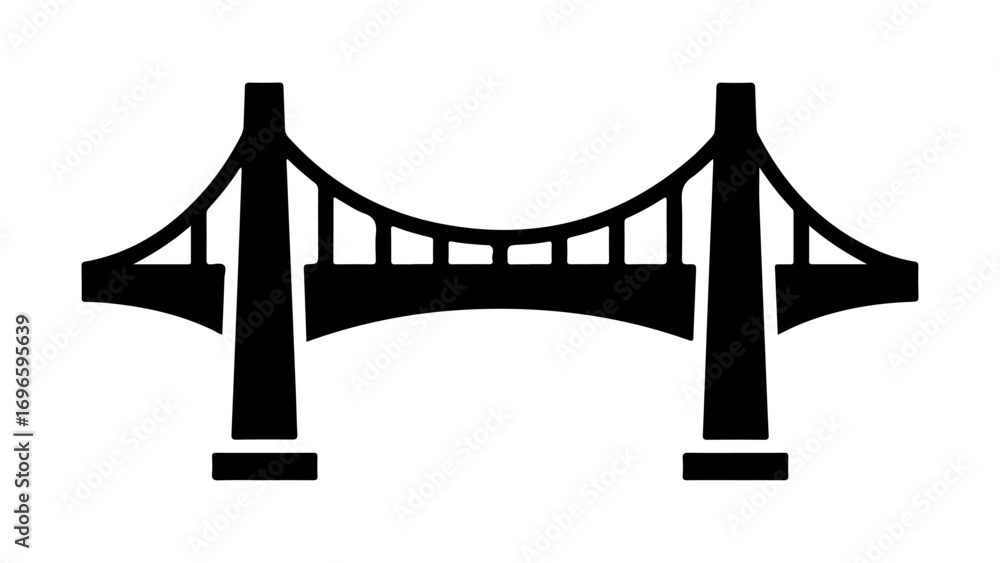 Fototapeta premium Minimalist Black Suspension Bridge Icon