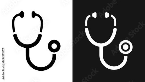 Monochromatic Stethoscope Icon Set on Contrasting Backgrounds