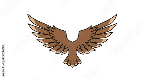 Stylized eagle with outstretched wings, showcasing power and freedom in a symmetrical composition rendered in a clean, modern style