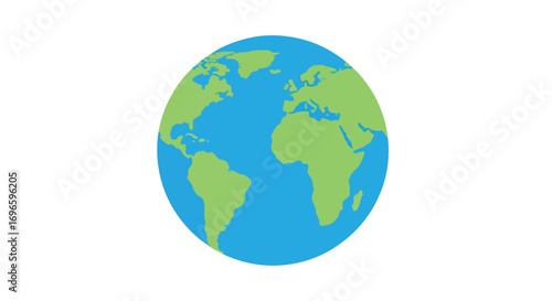 Simple Cartoon Illustration of Earth Globe Showing Continents and Oceans depiction with detailed landmass representation of the Western Hemisphere