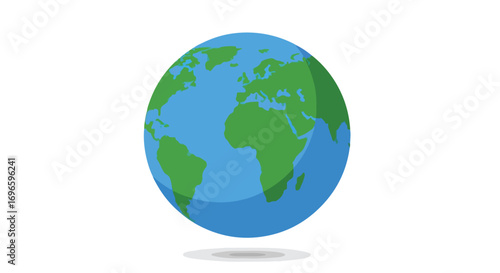 Stylized globe illustration with continents and oceans rendered in flat design ideal for graphics and educational content