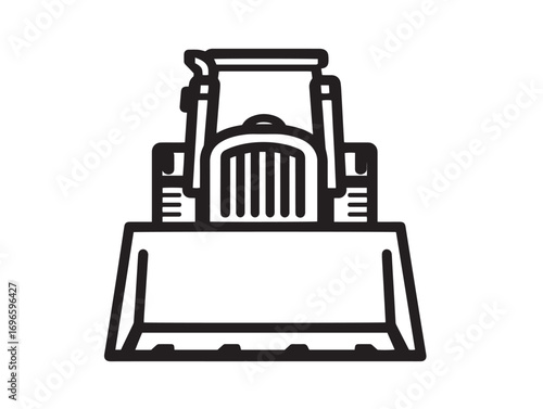 Modern Tractor Front Loader Icon in Sleek Minimal Farming Vector Illustration