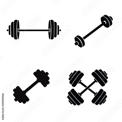 Gym Equipment Variations Dumbbells Weights Illustrations	