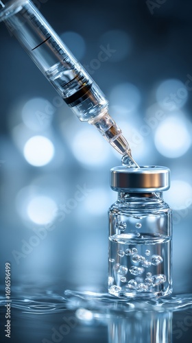 Wallpaper Mural Healthcare Prevention and Medical Treatment Concept With Syringe, Vaccine Vial, and Clean Clinical Light Torontodigital.ca