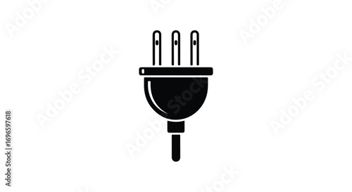 Silhouette of a type L electrical plug adapter featuring three round pins for italian socket, on clean white backdrop