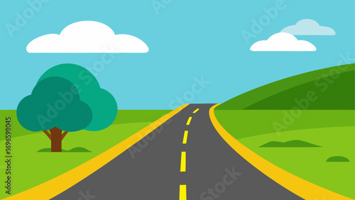 Illustration of a road through countryside