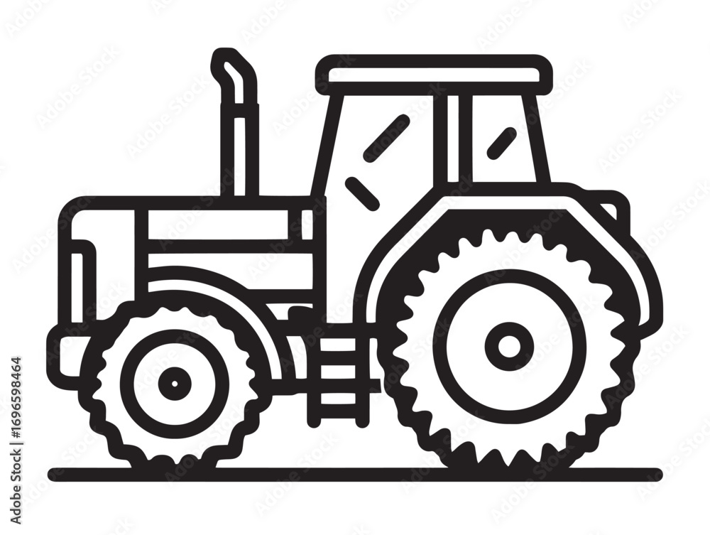 Obraz premium Professional Tractor Icon in Clean Minimal Farming Line Vector Illustration Design