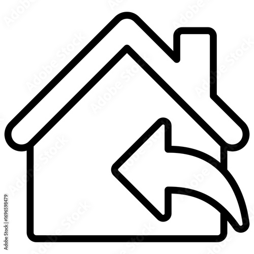 Home Share Outline Icon Design Vector - House with an arrow pointing outward, symbolizing property sharing, transfer, or rental