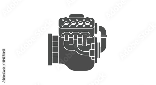 Schematic Illustration of an Internal Combustion Engine with Intricate Piping System Representation