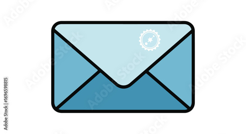 Stylized blue envelope illustration with a minimalist design for conveying message transfer concept with modern touch and graphical flair