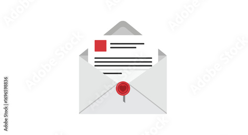 Sealed letter concept showcasing privacy security, digital message or important official communication announcement, white background
