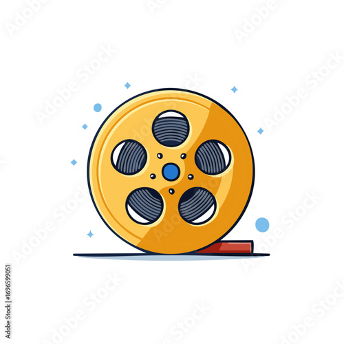 Retro Film Reel With Cinematic Soundtrack Icon