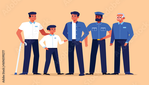 Diverse Group of Men Standing Together