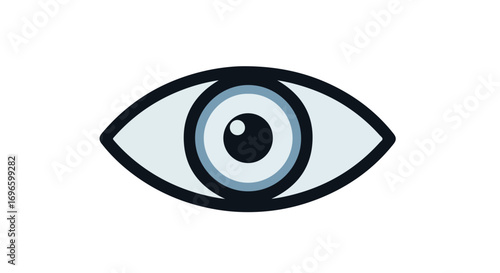 Stylized human eye illustration with bold outline and cool color palette offers modern visual appeal for diverse projects