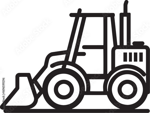 Tractor Loader Bucket Icon in Strong Minimal Farming Vector Illustration Design