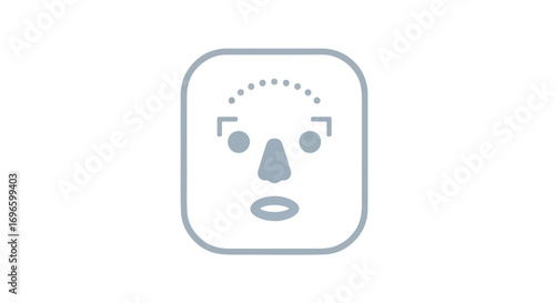 Facial Recognition Icon: Modern Technology for Biometric Scanning and Face Identification Interface with Geometric Design
