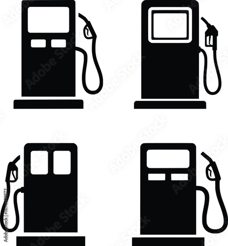 Fuel Pump Icons - Gas Station Vector Symbol Set