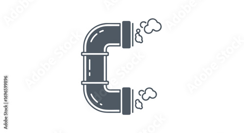 Malfunctioning Pipe with Escaping Steam Depicted in a Stylized Graphic Illustration Leakage Issue Visualized 54 characteres