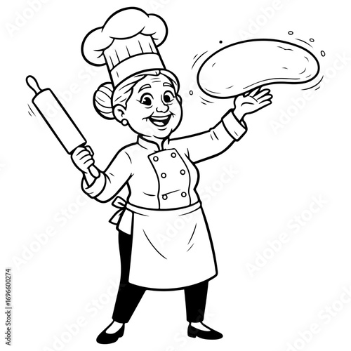 Experienced chef preparing pizza: A unique and creative vector art created for Italian restaurants, fast food, or cooking channels.