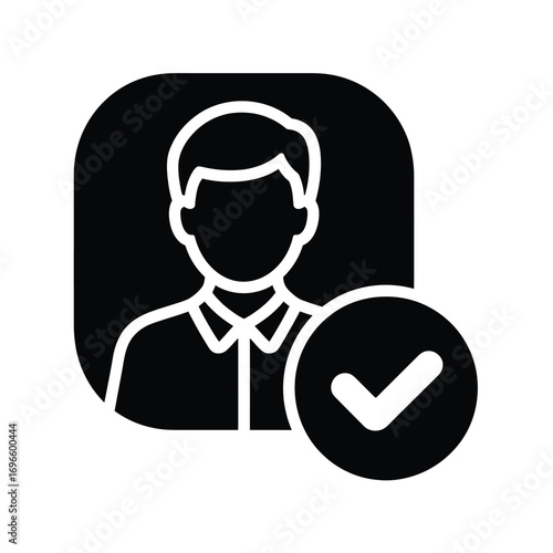 Silhouette of a person with a checkmark indicating approval or selection