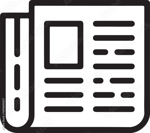 Simple line art icon of a newspaper open to a page