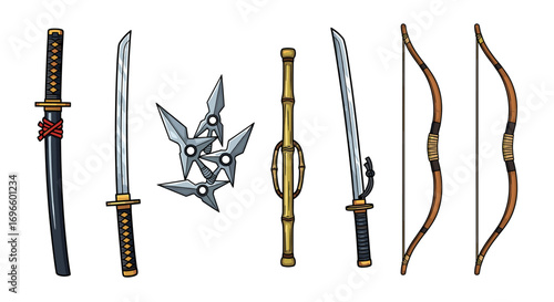Japanese Martial Arts Weapons: Swords, Shuriken, Jo Staff and Bows