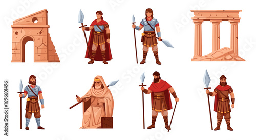 Ancient Warriors and Ruins: A Collection of Historical Illustrations