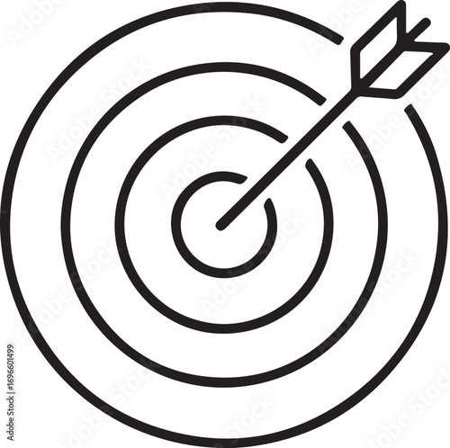 Archery target with arrow in the bullseye icon