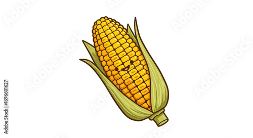 Cute corn cob illustration vector art fresh sweet corn maize agriculture farm harvest food healthy organic vegan diet on transparent background