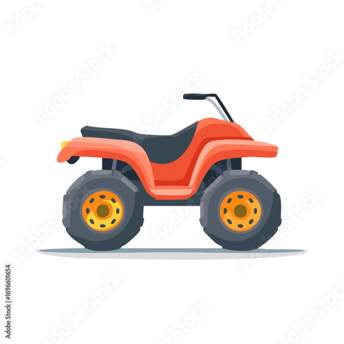 Red Four-Wheeled ATV with Black Seat on White Background for Adobe Stock