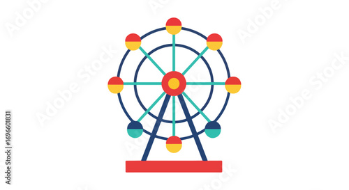 Colorful Ferris Wheel Graphic Illustration for Amusement Park and Carnival Themed Designs