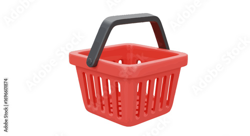 Isolated shopping basket grocery store retail market purchase container product carrying merchandise on transparent background